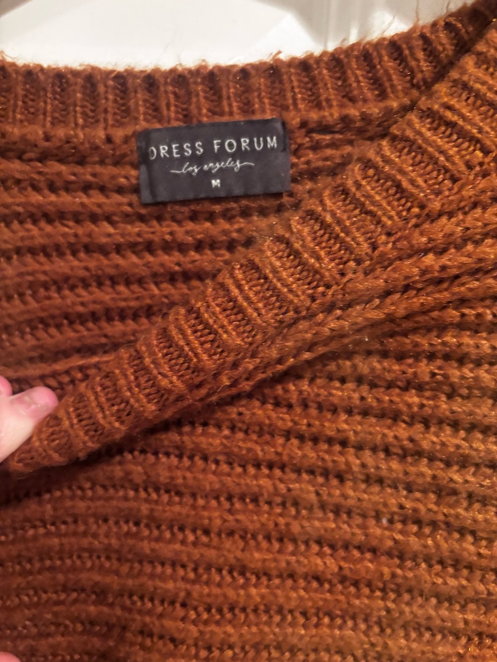 Rust Ribbed Crewneck Sweater - Picture 2 of 3